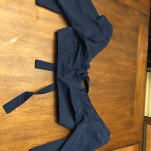 blue back tie crop top